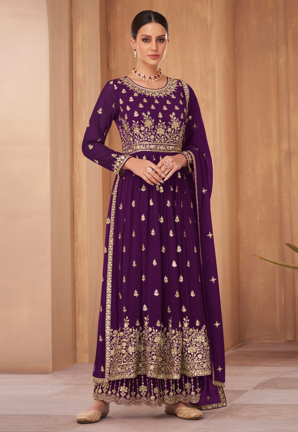 Purple Georgette Pakistani Suit 265117