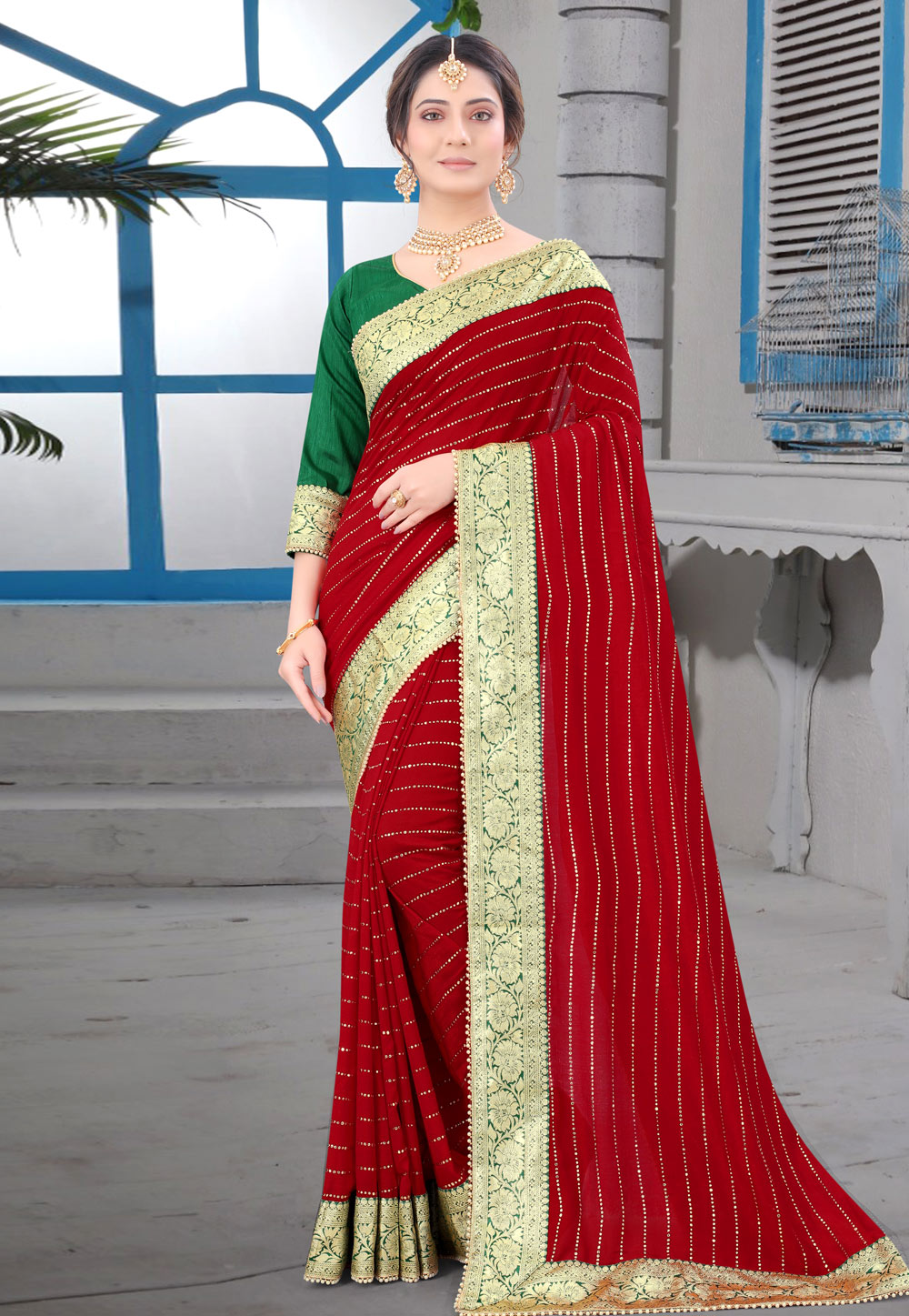 Red Silk Saree With Blouse 271044