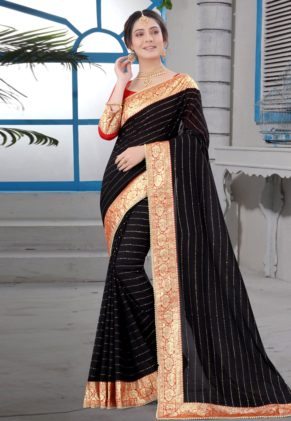 Black Silk Saree With Blouse 271045