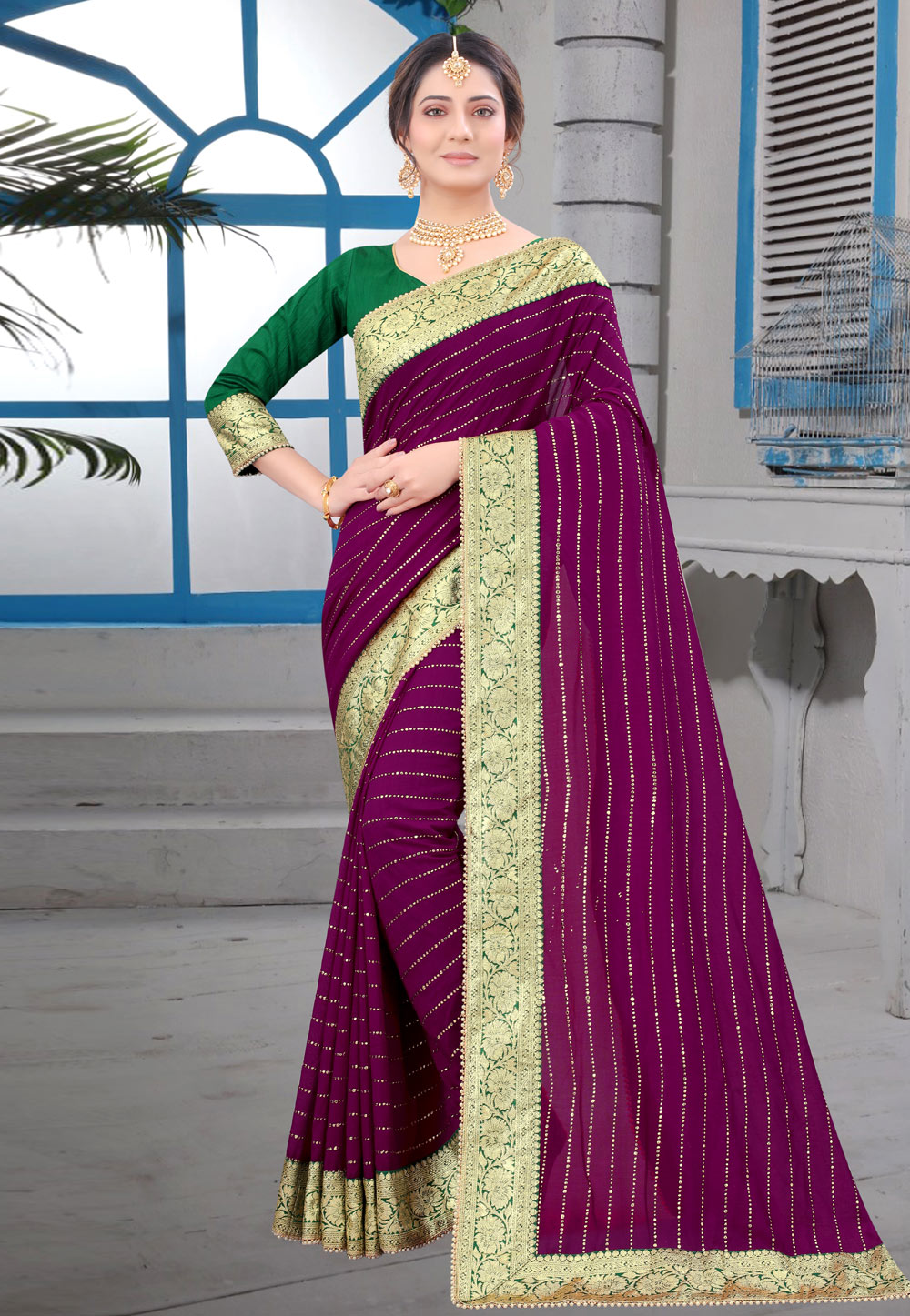 Purple Silk Saree With Blouse 271048