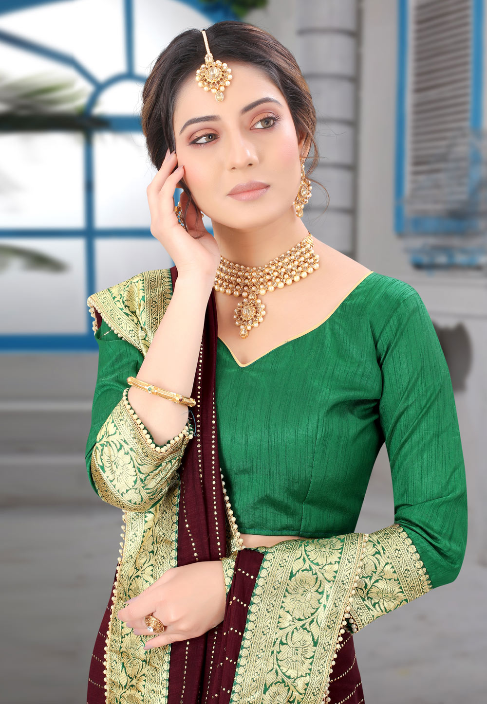Green Color Silk Embroidered Bridal Saree
