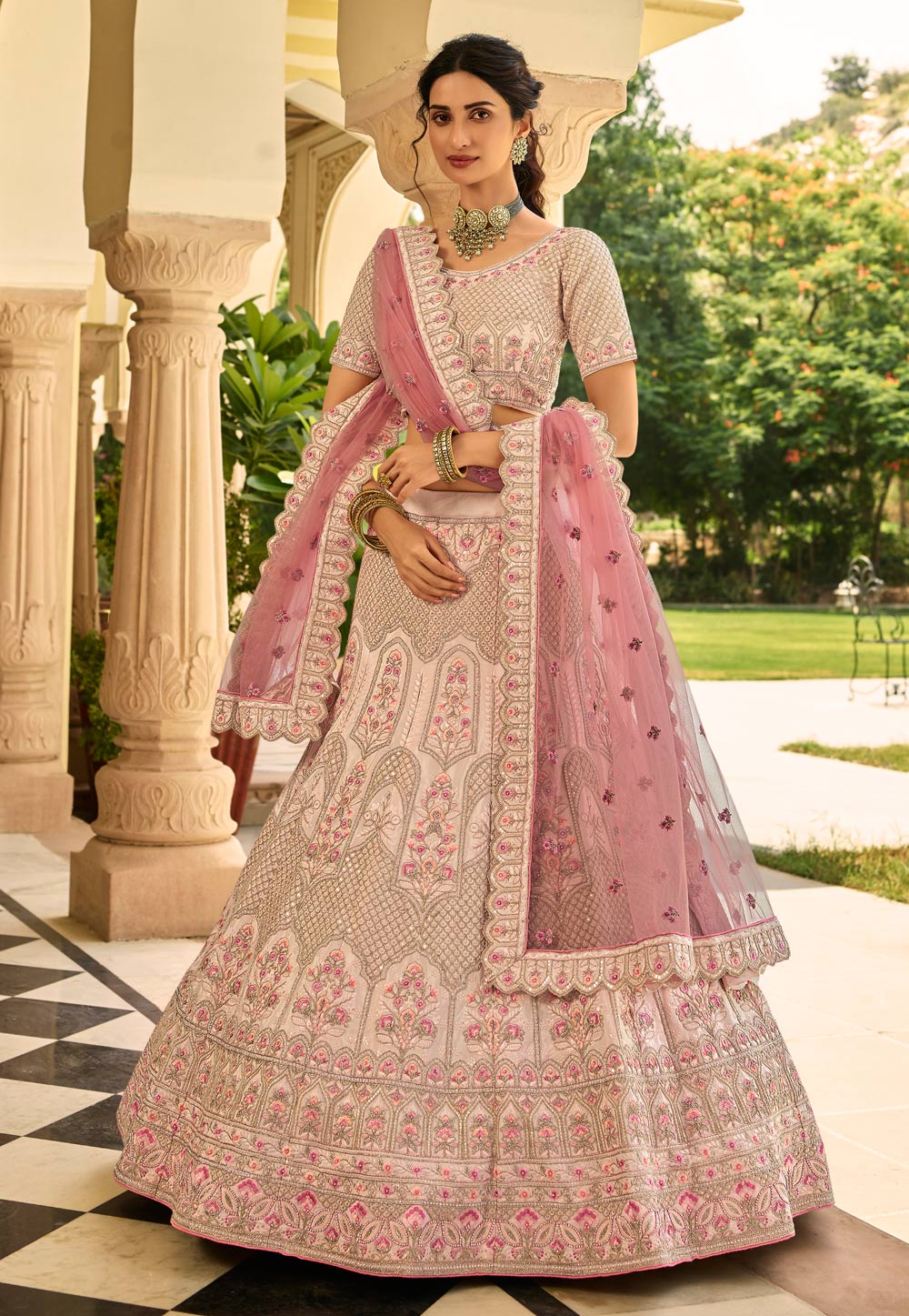 Rani Pink Chinon Silk Lehenga Choli For Party Functions – tapee.in