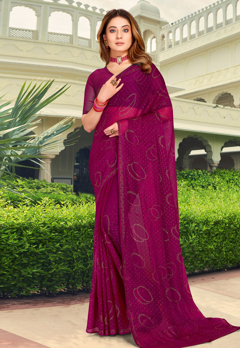 Purple Shimmer Saree With Blouse 272690