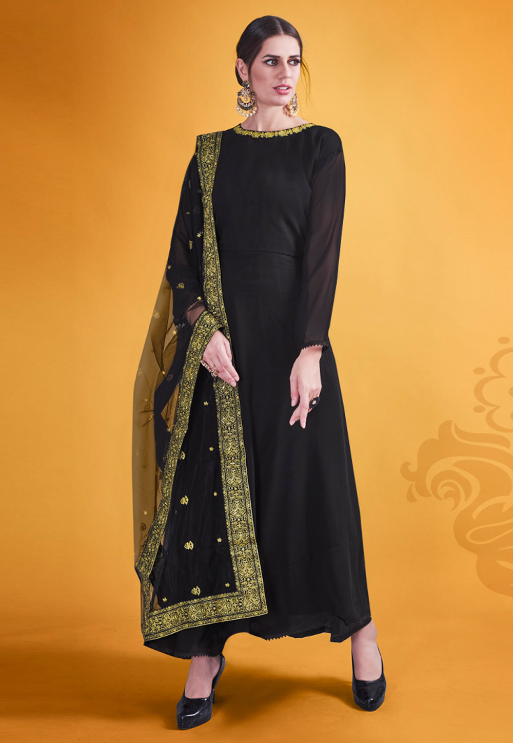 Black Georgette Anarkali Suit 243996