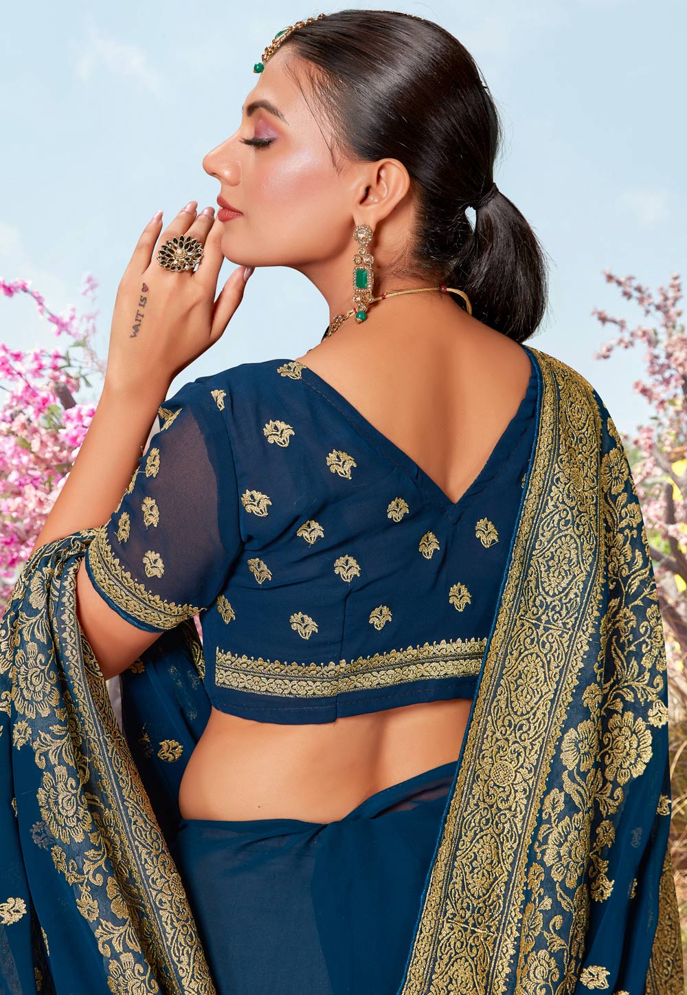 Glorious Blue Color Soft Silk Printed Designer Sarees-SF1062 at Rs 1,449 /  Bag in Surat