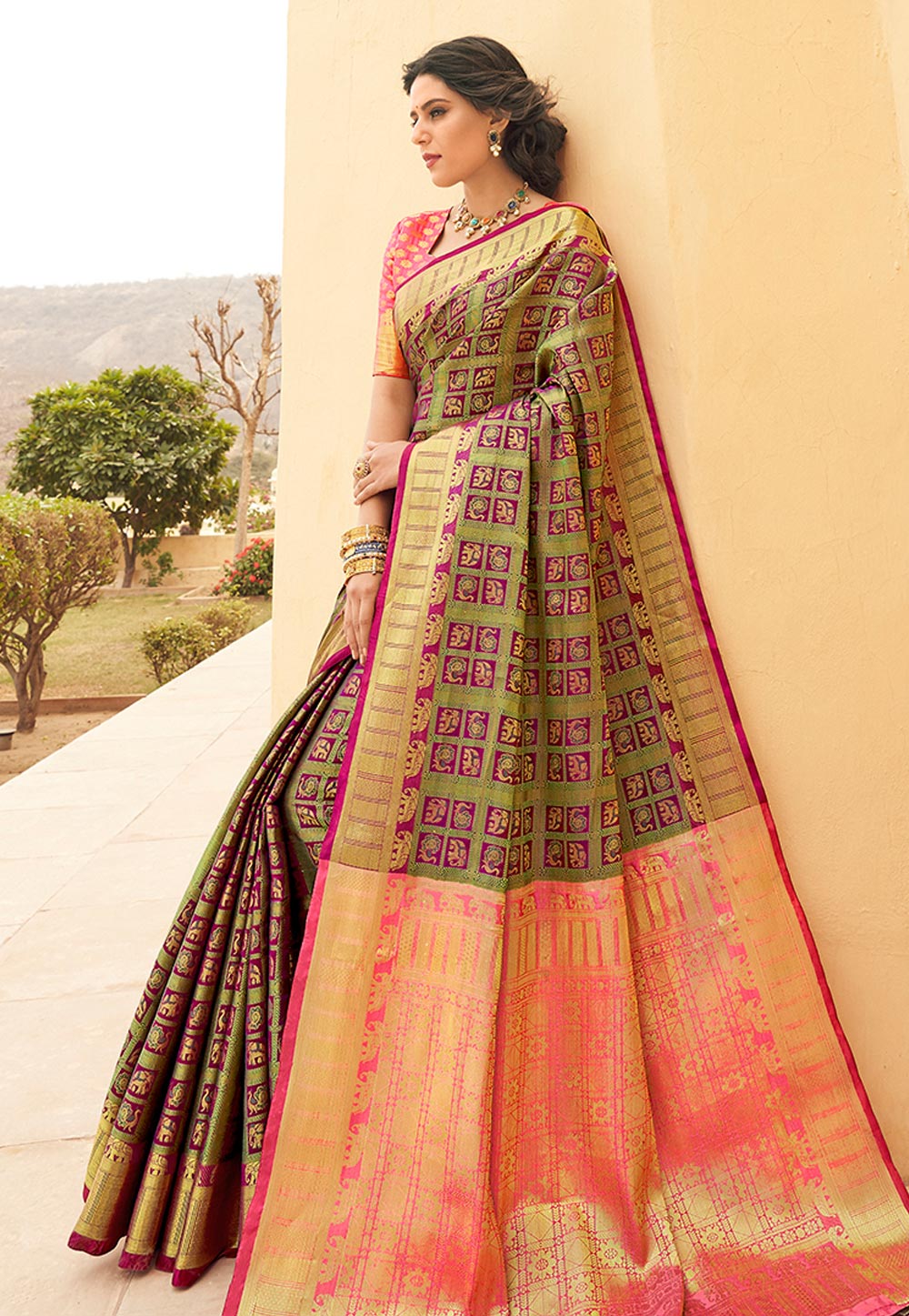Green Banarasi Silk Festival Wear Saree 182127