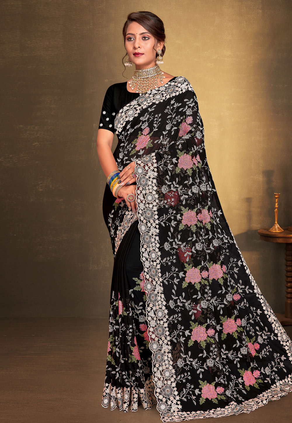 Black Georgette Saree With Blouse 274916