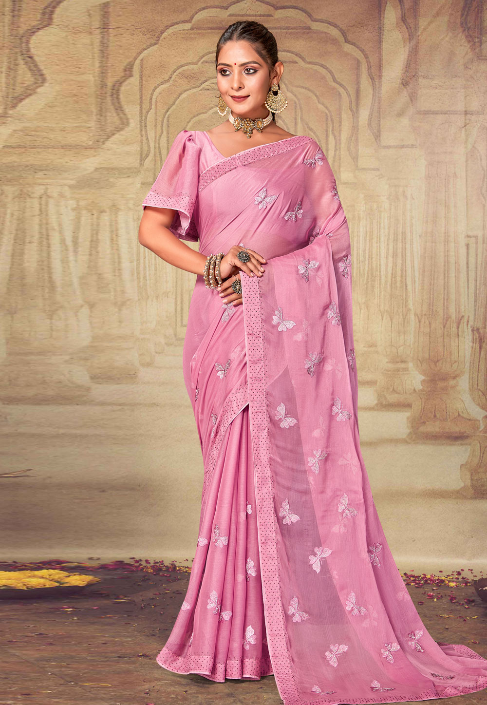Pink Soft Silk Saree With Blouse 275192