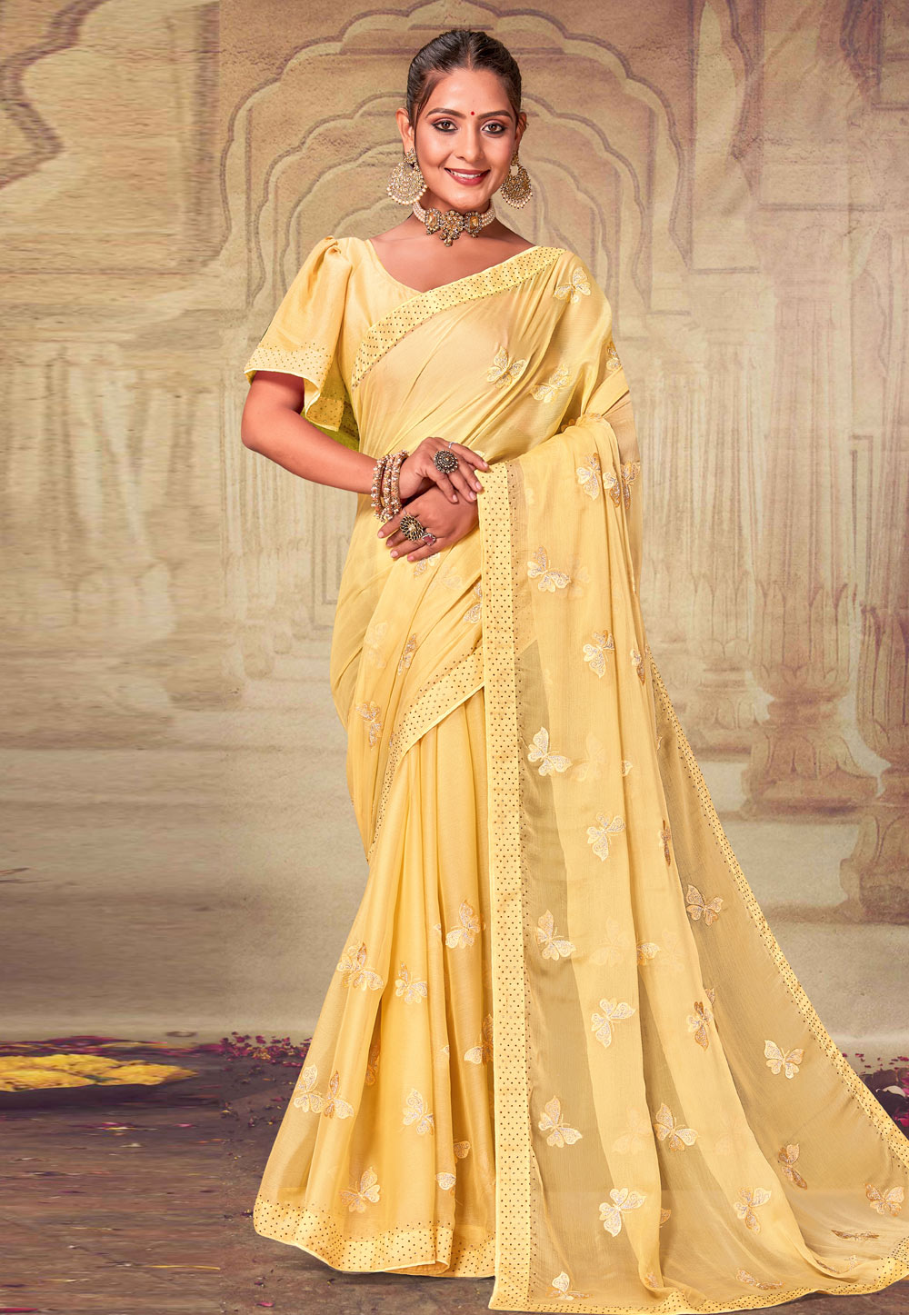 Yellow Soft Silk Saree With Blouse 275193