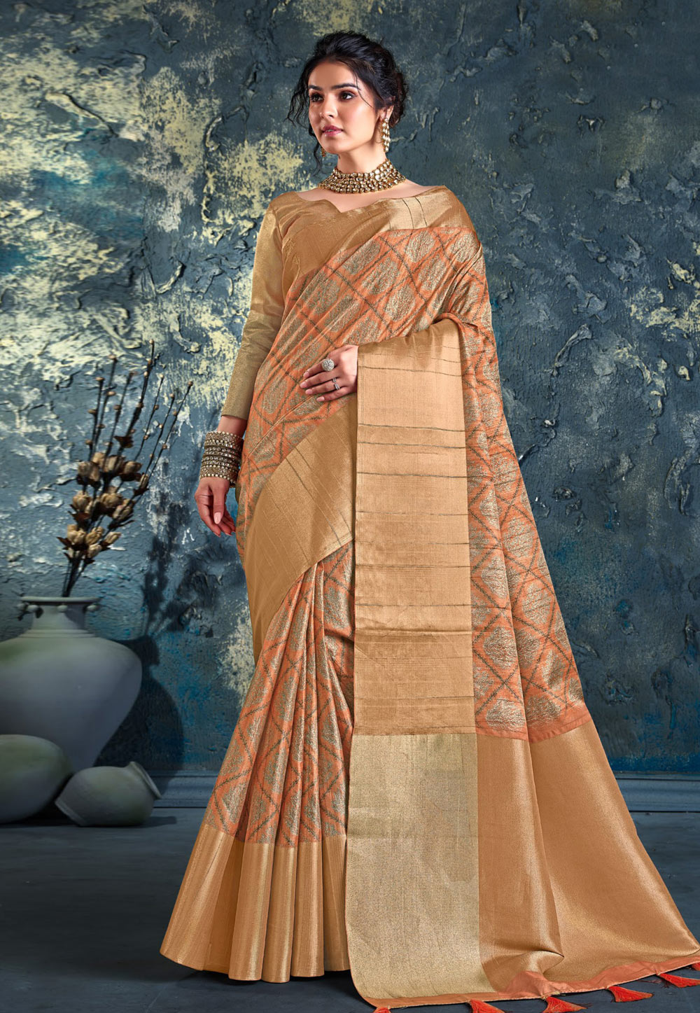 Orange Silk Saree With Blouse 275071