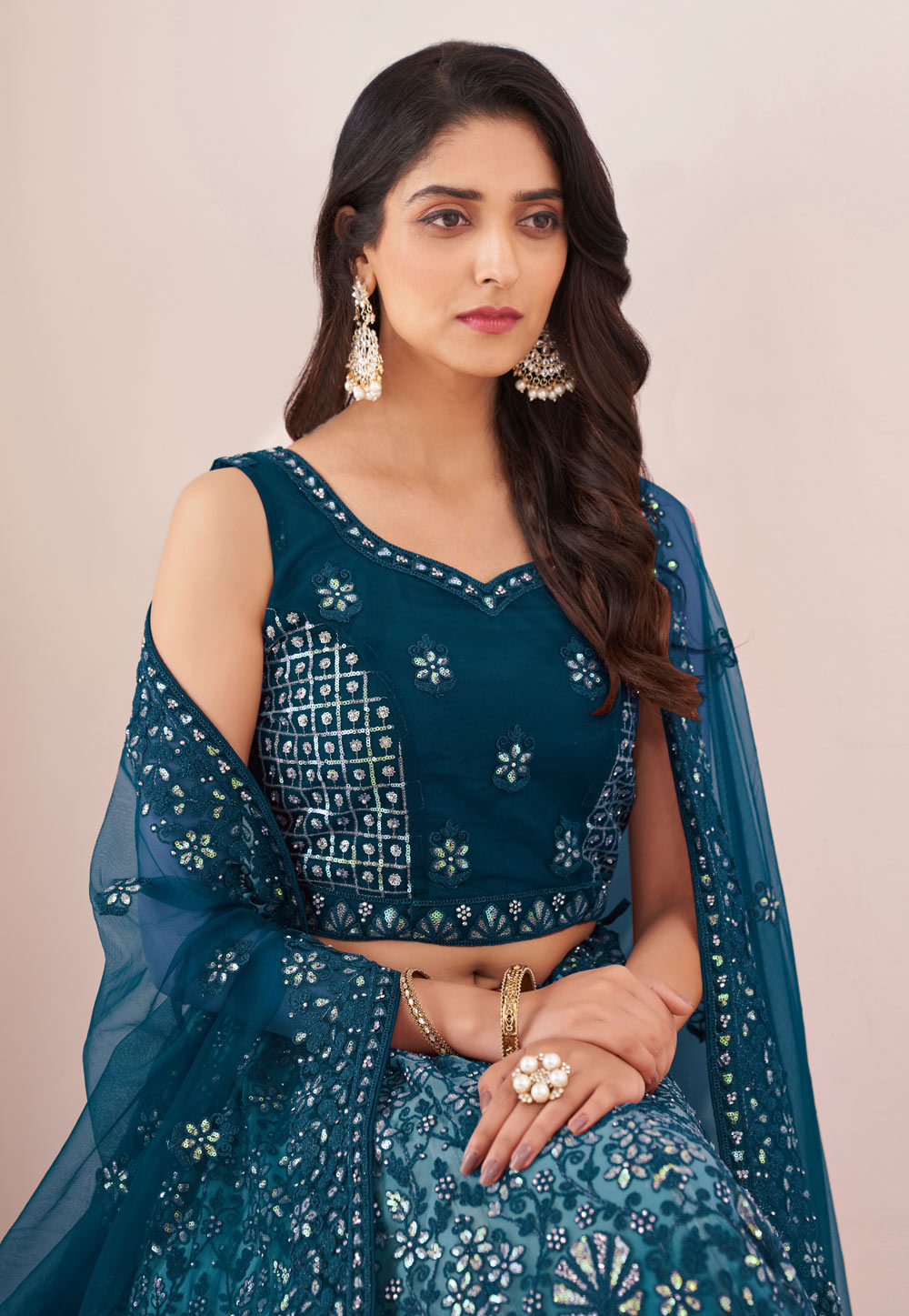 Buy Navy Blue Lehenga with a Wrap Blouse by ASTHA NARANG at Ogaan Online  Shopping Site