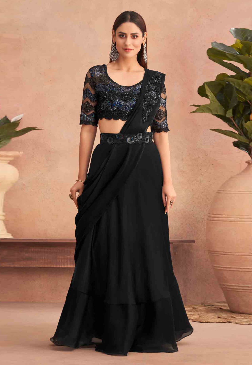 Shop Designer Lehenga Style Saree For Bridal Online In USA