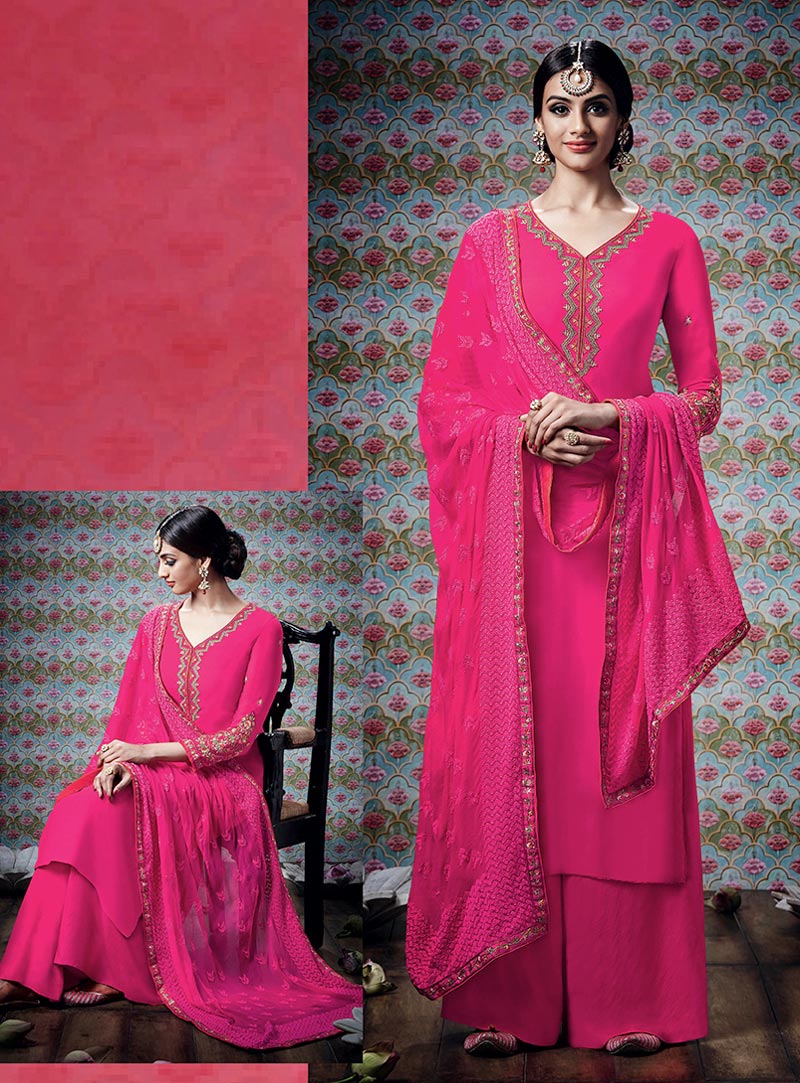 Magenta Georgette Palazzo Style Suit 89688