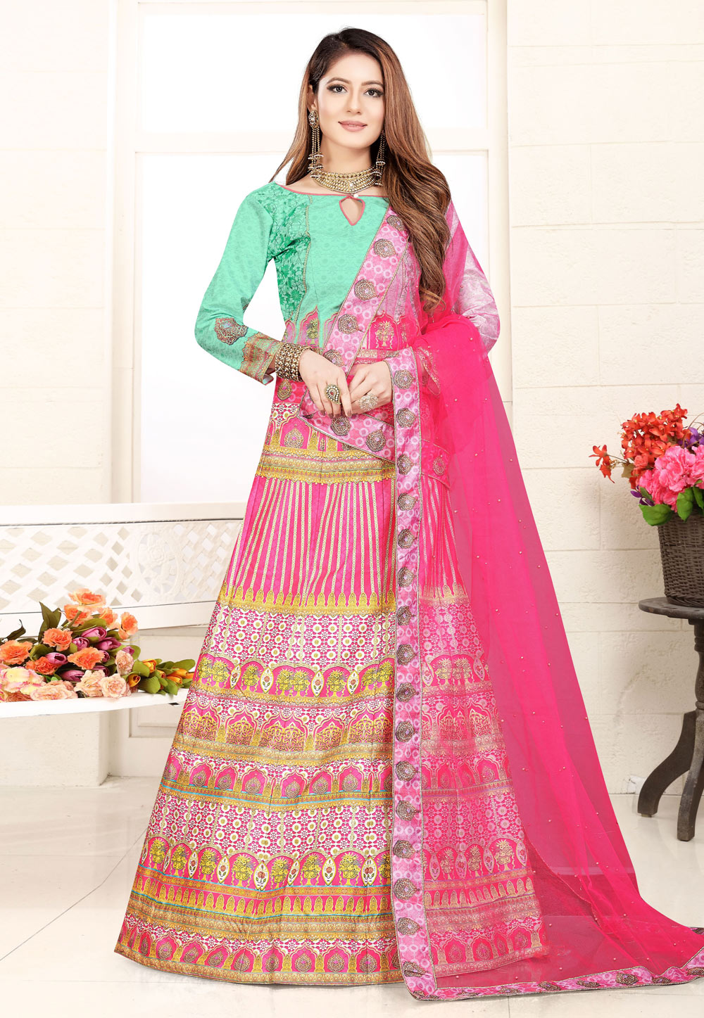 Pink Silk Ghagra Choli 220675