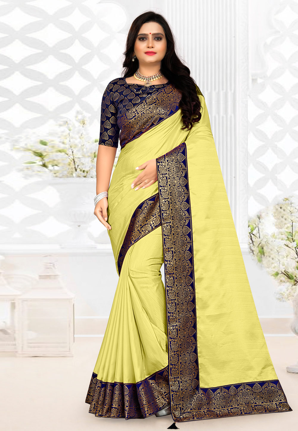 Yellow Art Silk Saree With Blouse 231360