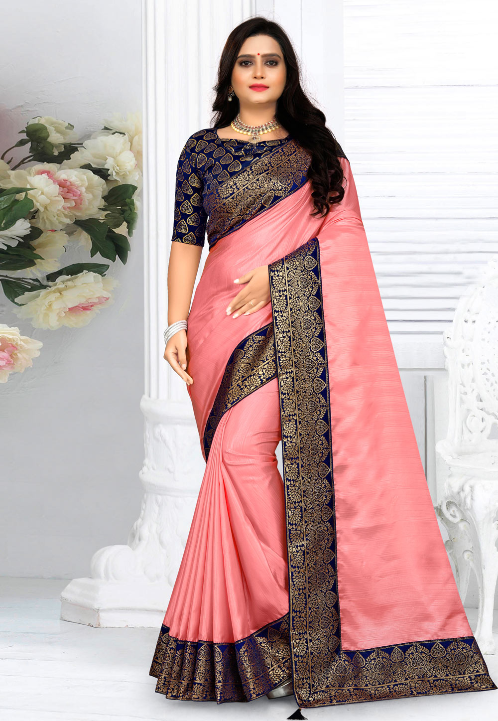 Pink Art Silk Saree With Blouse 231362
