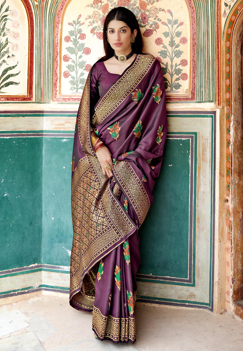 Purple Banarasi Silk Saree With Blouse 237202