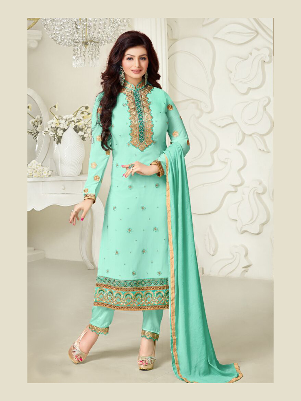 Ayesha Takia Sea Green Georgette Pakistani Style Suit 68526