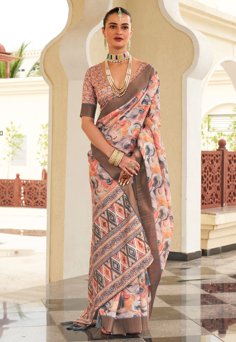 Multicolor Silk Saree With Blouse 273646