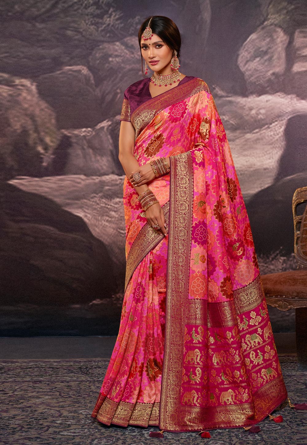Pink Tussar Saree With Blouse 251771