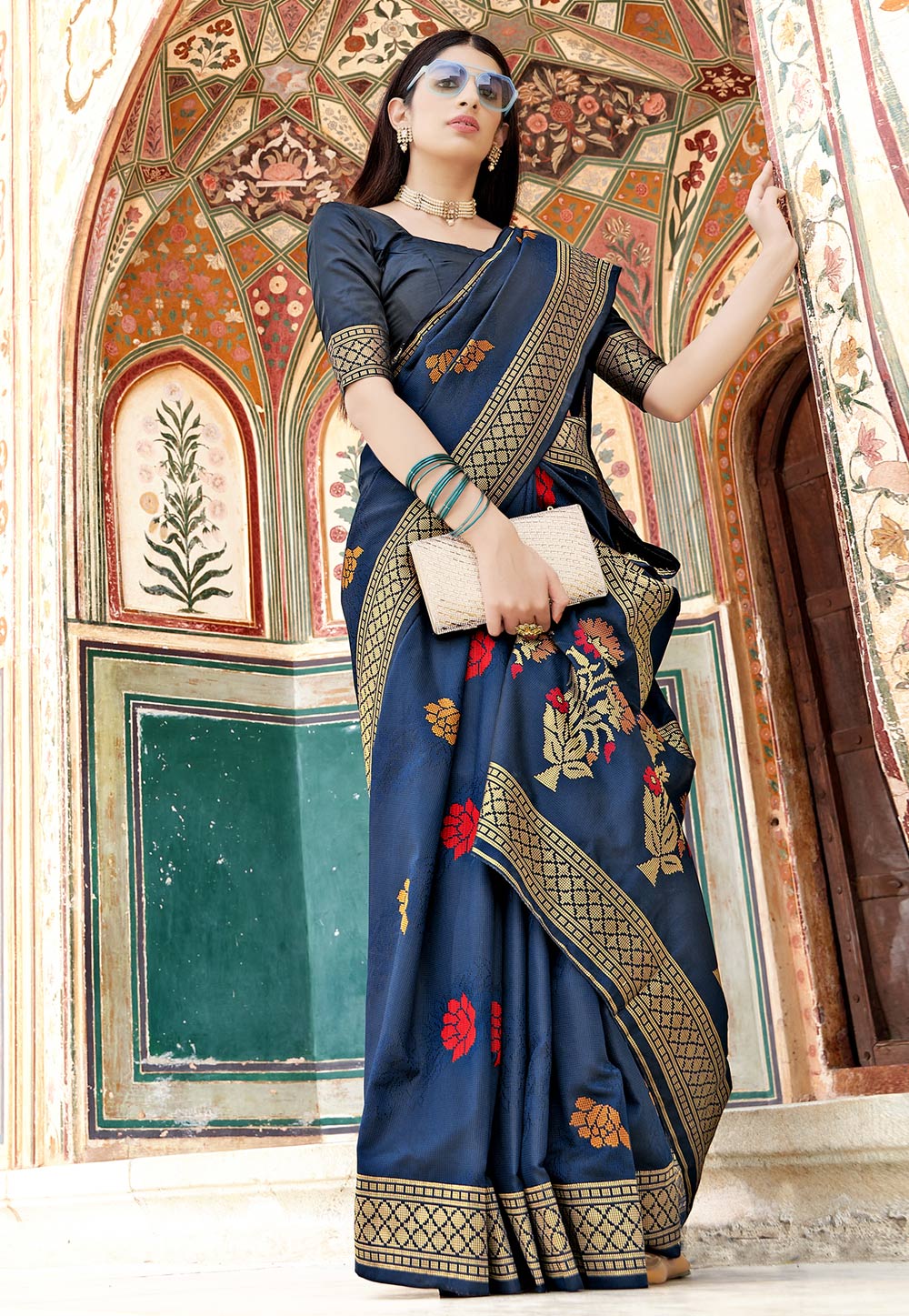 Blue Banarasi Silk Festival Wear Saree 237205