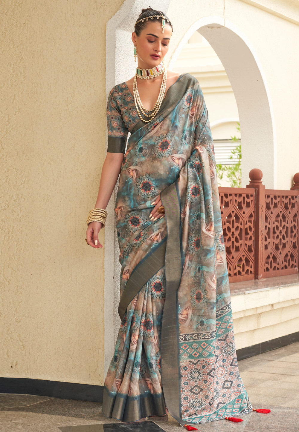 Multicolor Silk Saree With Blouse 273648