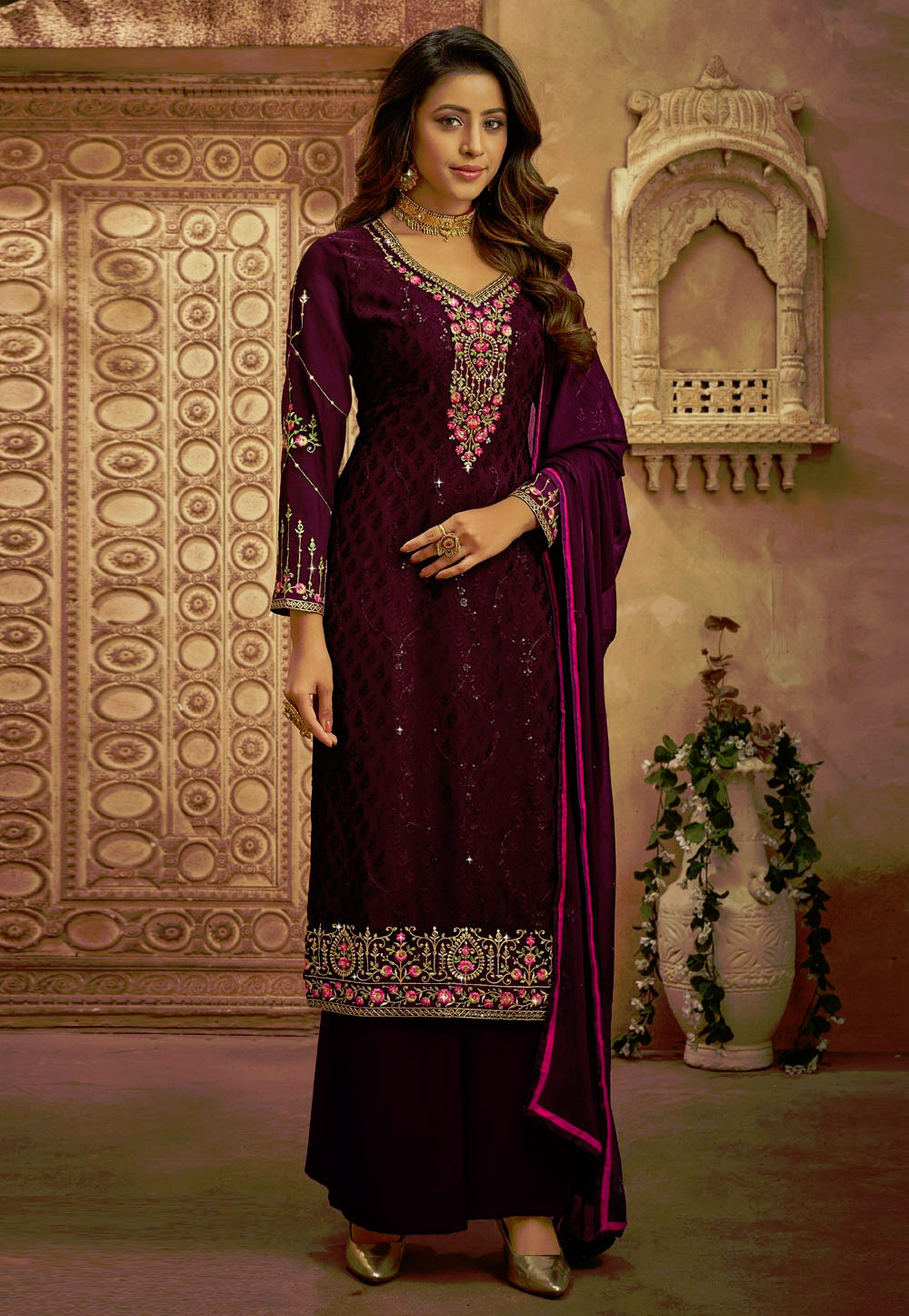 Purple Brasso Pakistani Suit 257116