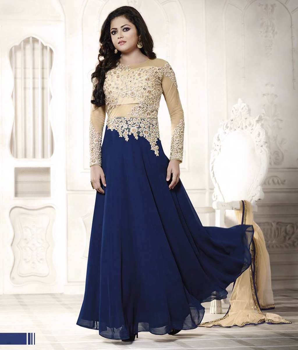 Drashti Dhami Navy Blue Georgette Bollywood Suit 60073