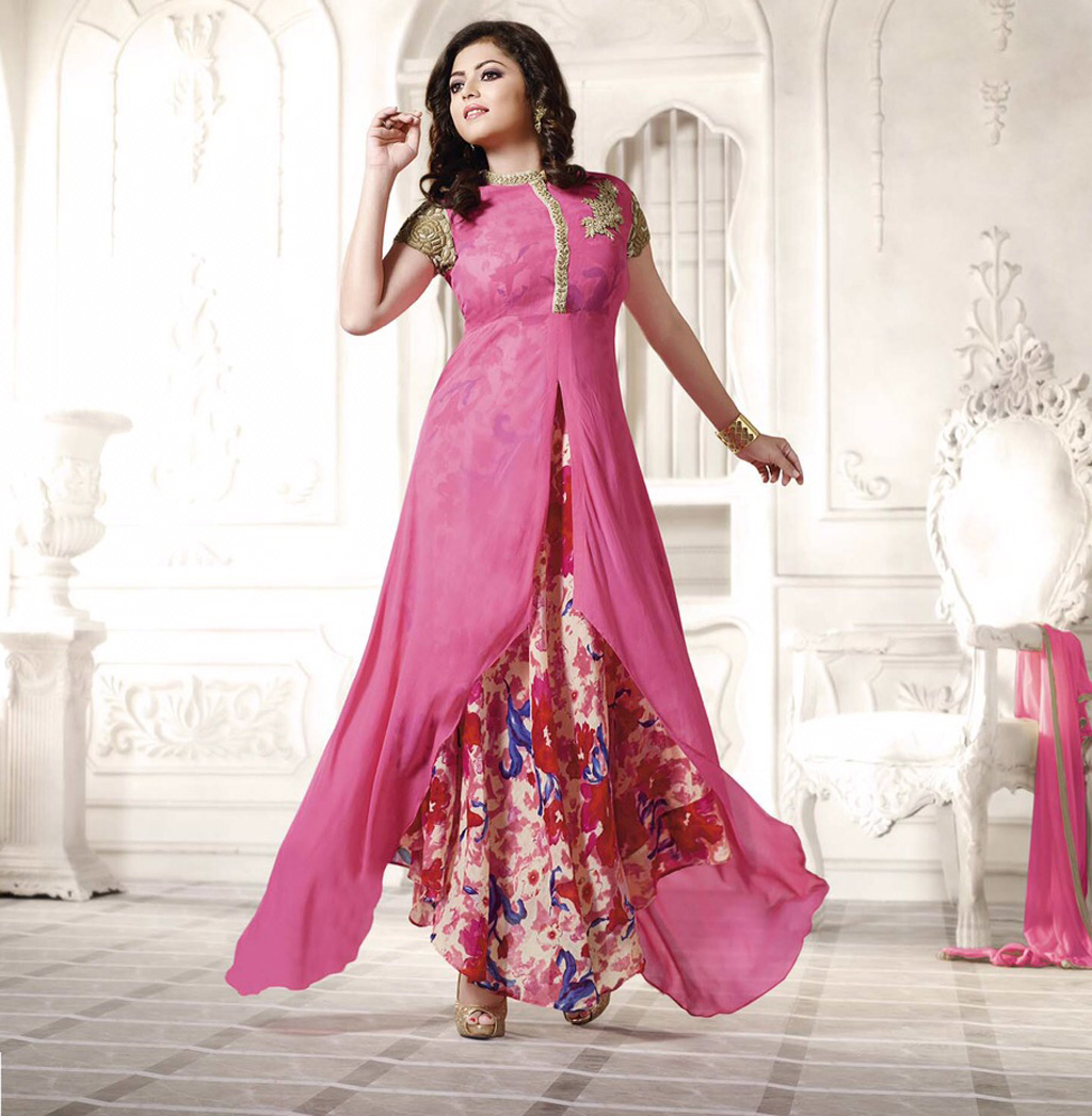 Drashti Dhami Pink Georgette Bollywood Suit 60075
