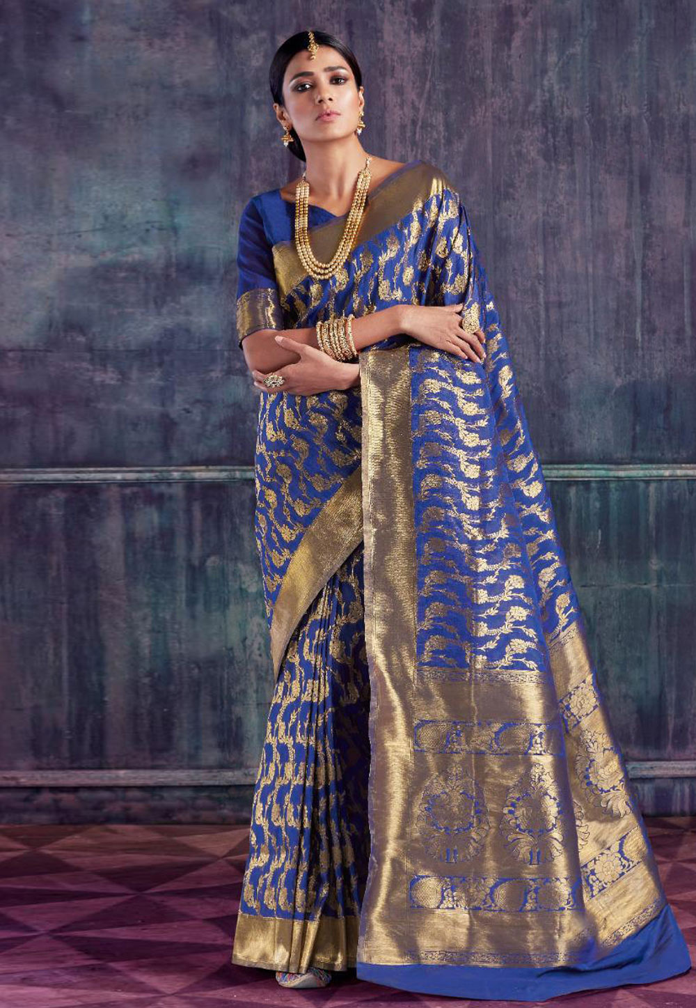 Blue Organza Saree With Blouse 155271
