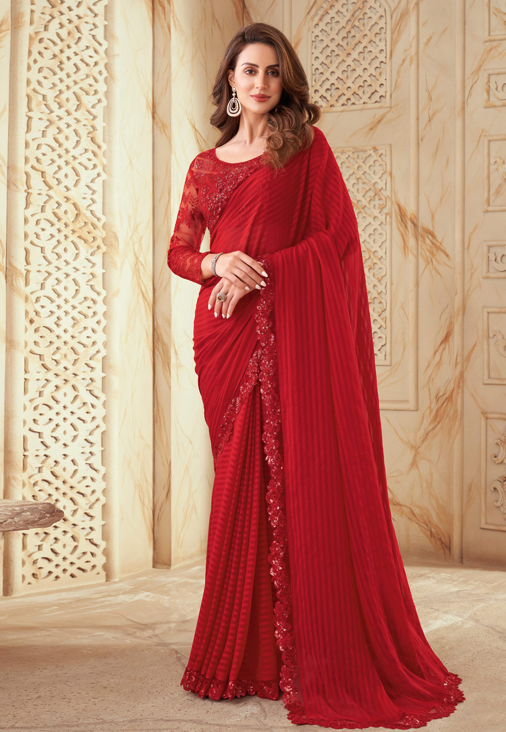 Red Silk Saree With Blouse 260070