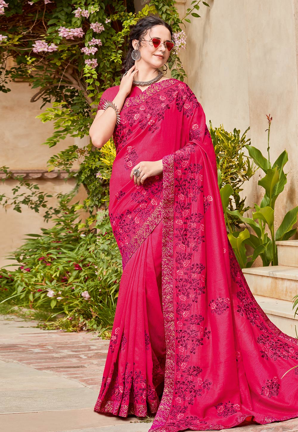 Pink Georgette Saree With Blouse 214144