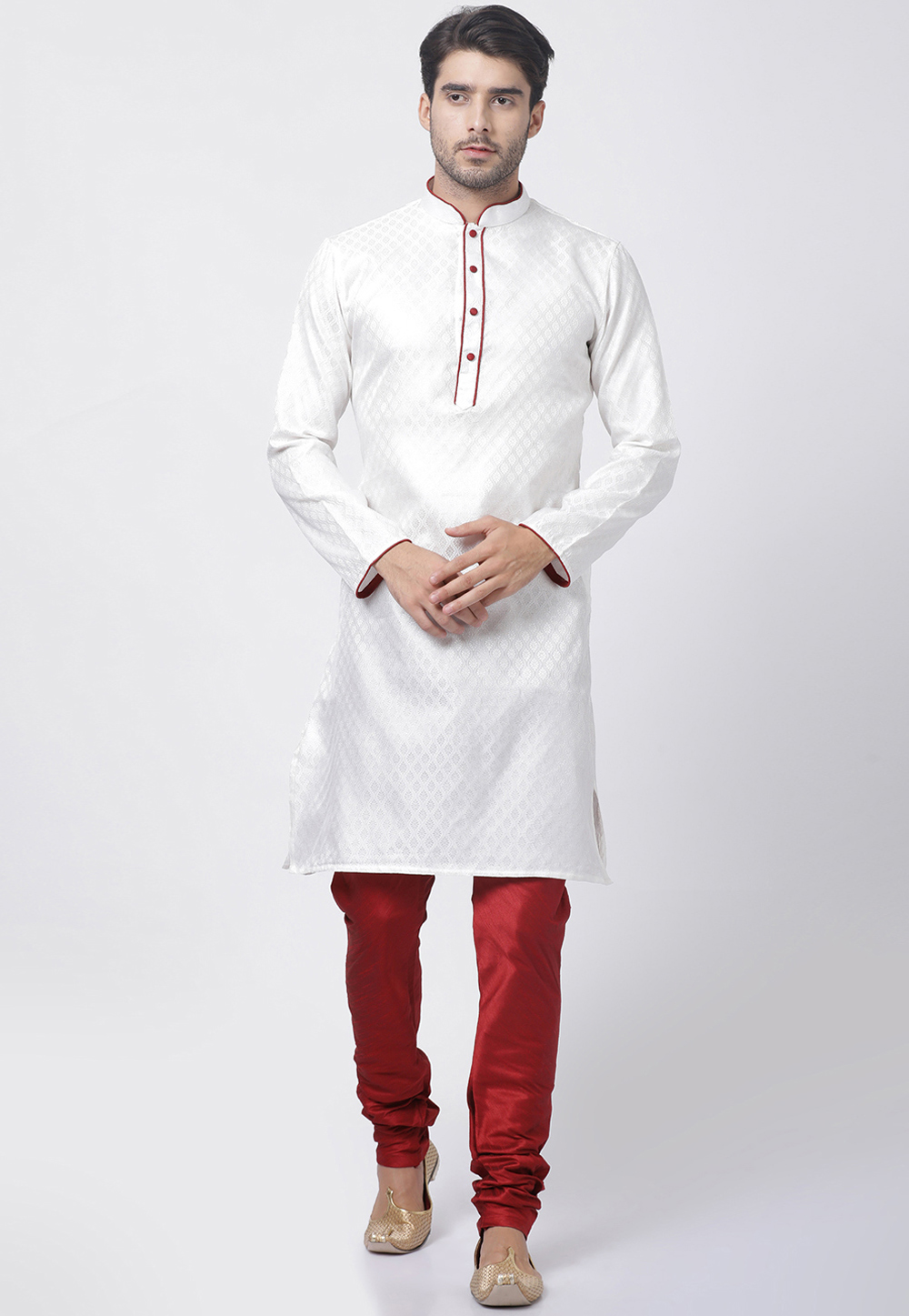 Off White Cotton Readymade Kurta Pajama 184412