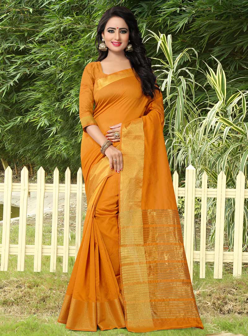 Mustard Banarasi Silk Festival Wear Saree 90595