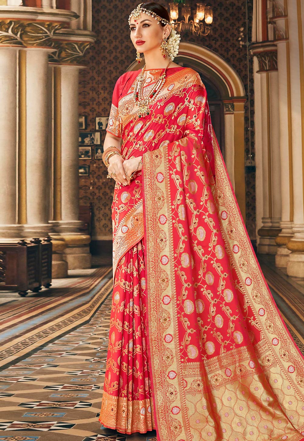 Magenta Silk Festival Wear Saree 184859