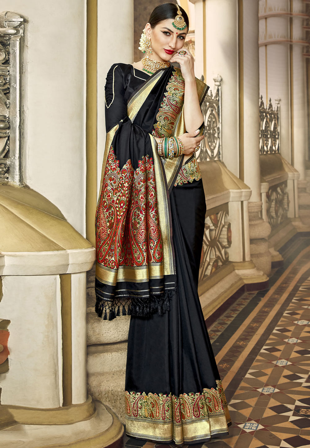 Black Silk Festival Wear Saree 184865