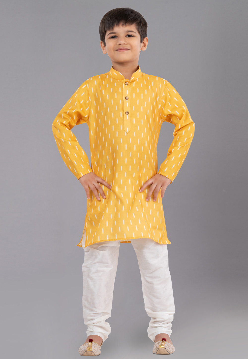Yellow Cotton Readymade Kids Kurta Pajama 260697