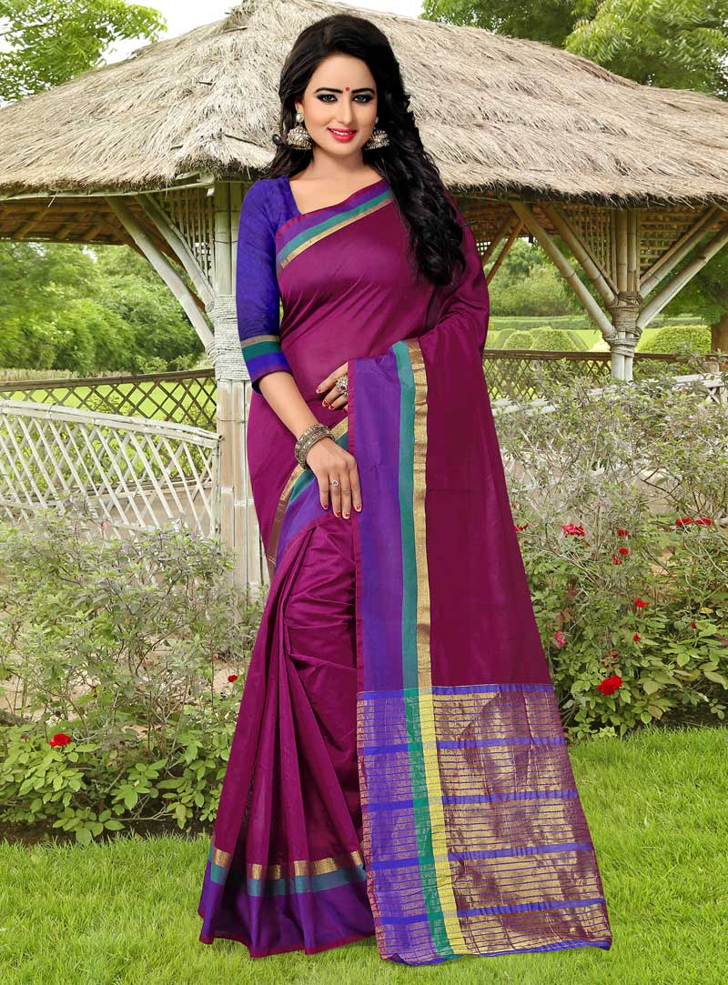 Purple Banarasi Silk Festival Wear Saree 90599