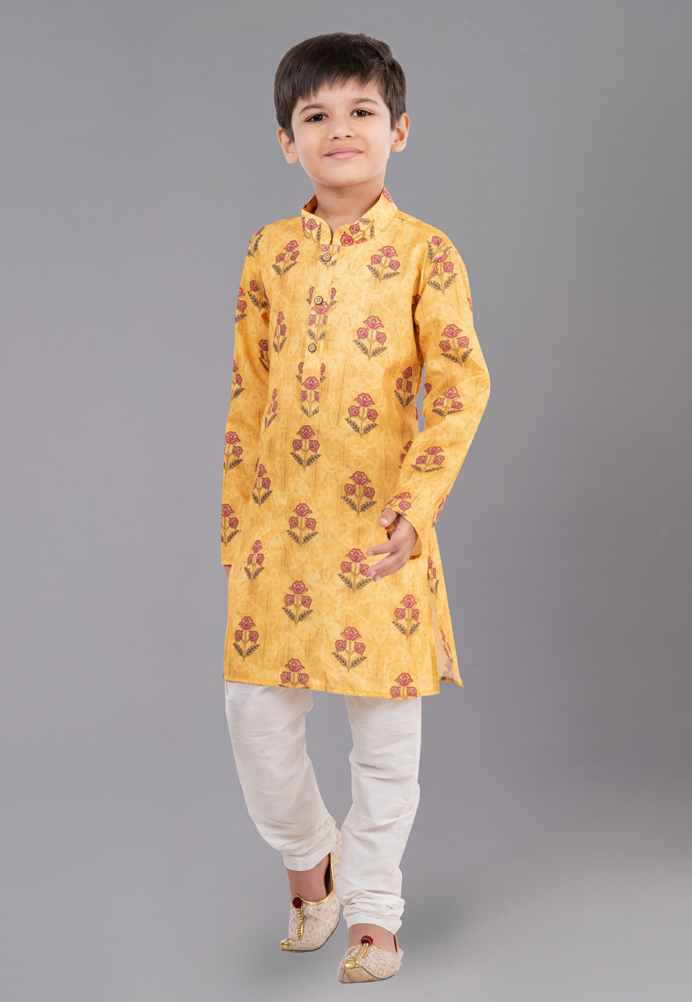 Yellow Cotton Readymade Kids Kurta Pajama 260702