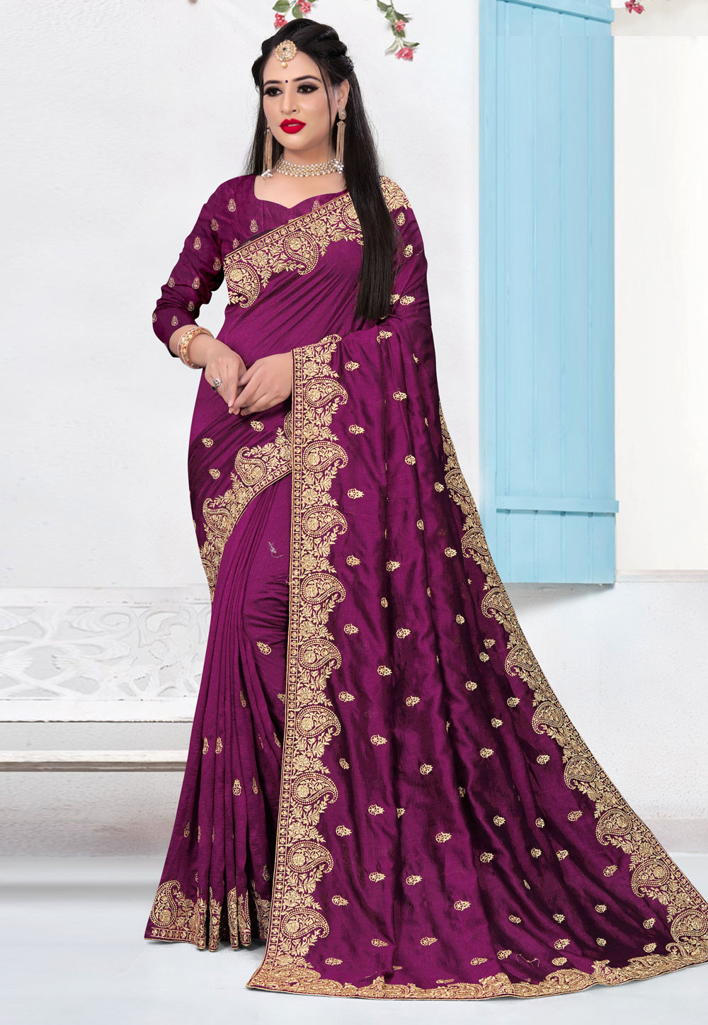 Purple Silk Festival Wear Saree 214435