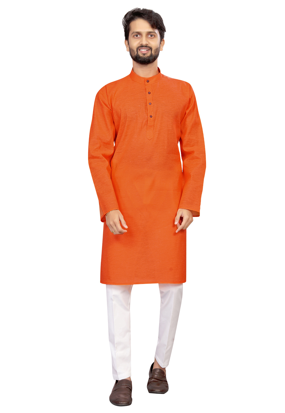Orange Cotton Kurta Pajama 248390