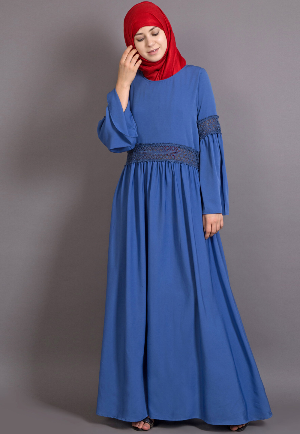 Blue Polyester Readymade Abaya 199088