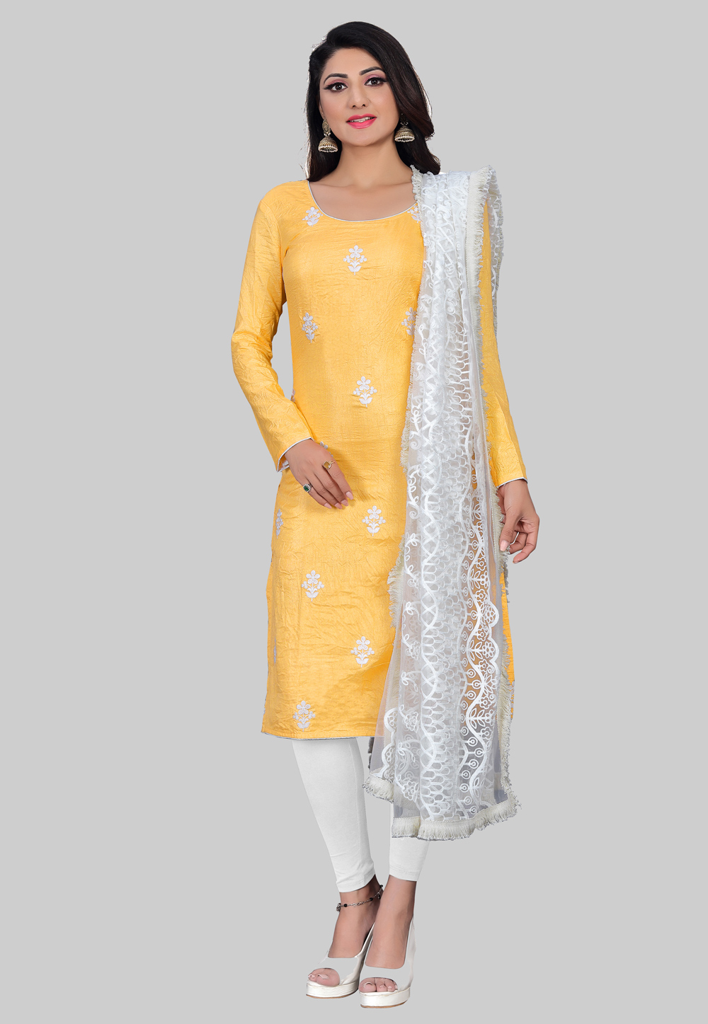Yellow Silk Churidar Salwar Suit 242902