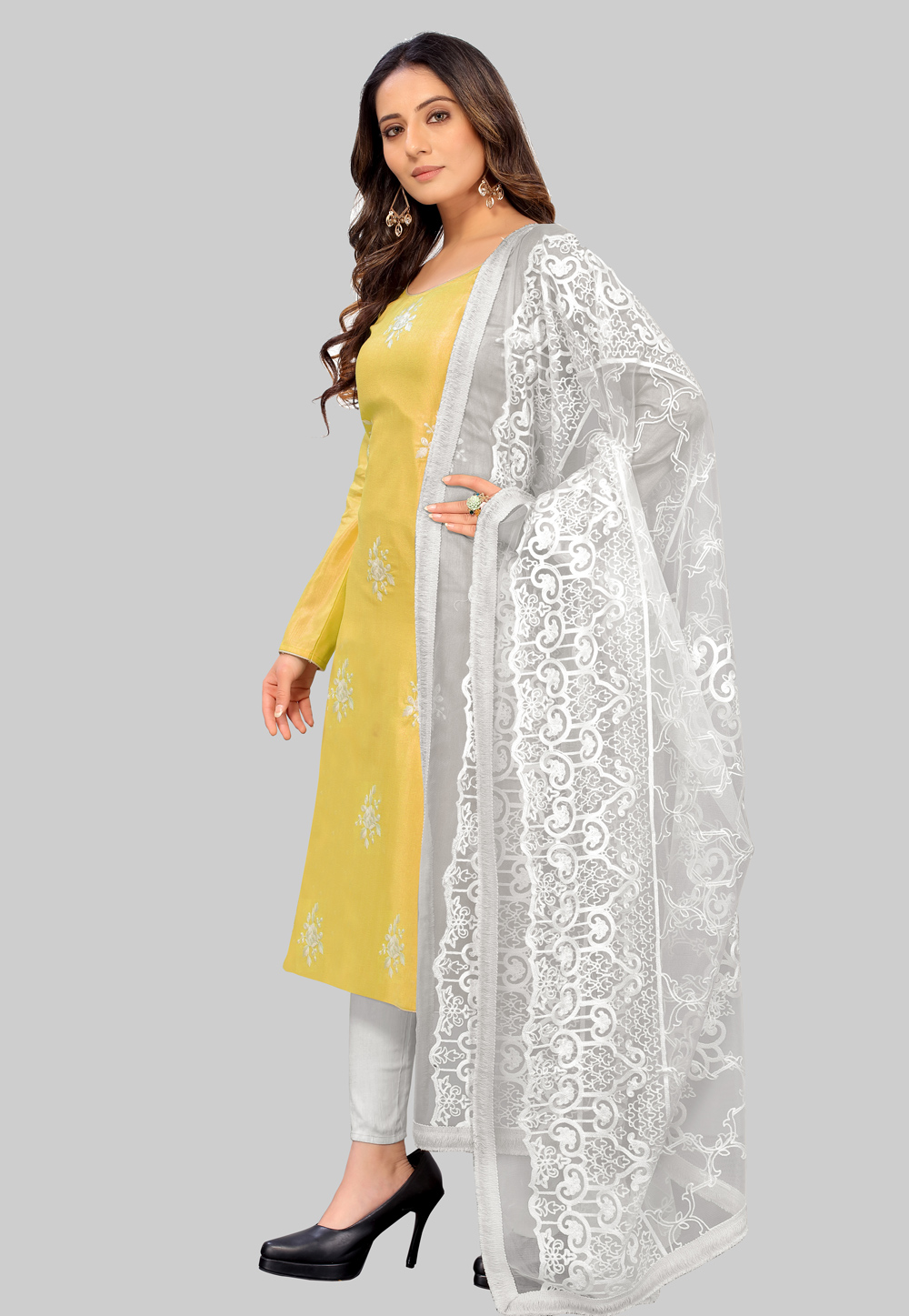 Yellow Silk Churidar Salwar Suit 242906