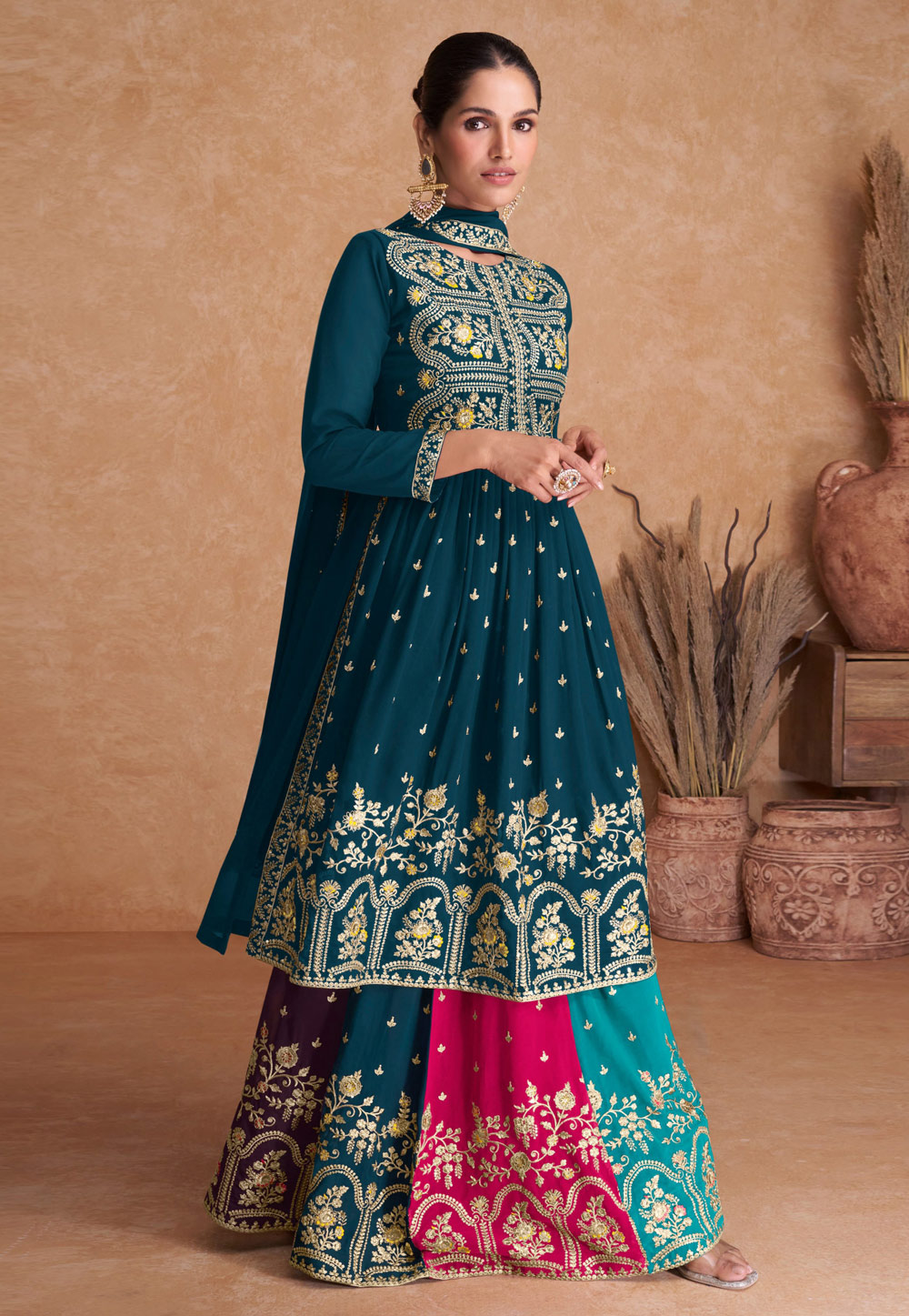 Teal Georgette Pakistani Suit 270584
