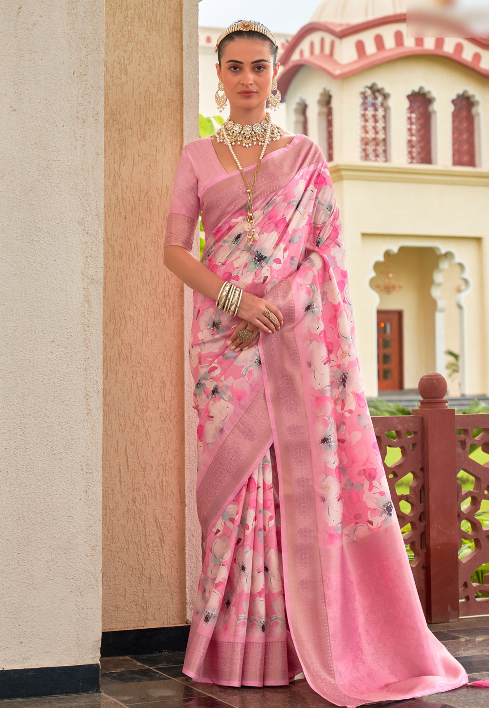 Pink Silk Saree With Blouse 276375