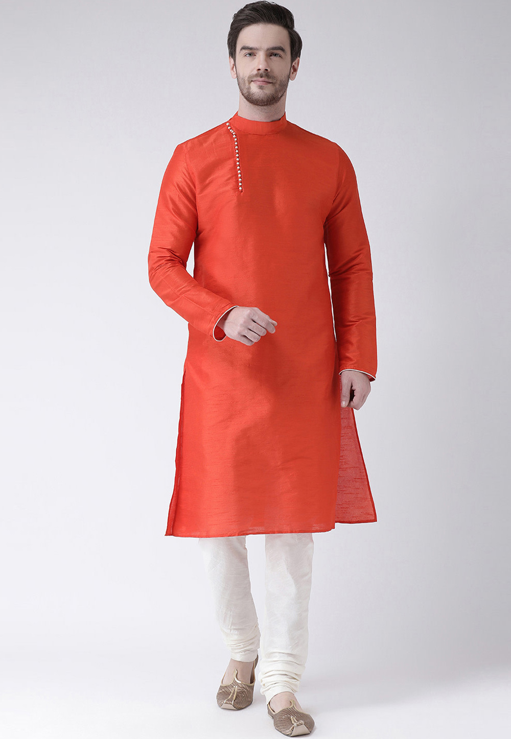 Red Dupion Silk Readymade Kurta Pajama 201547
