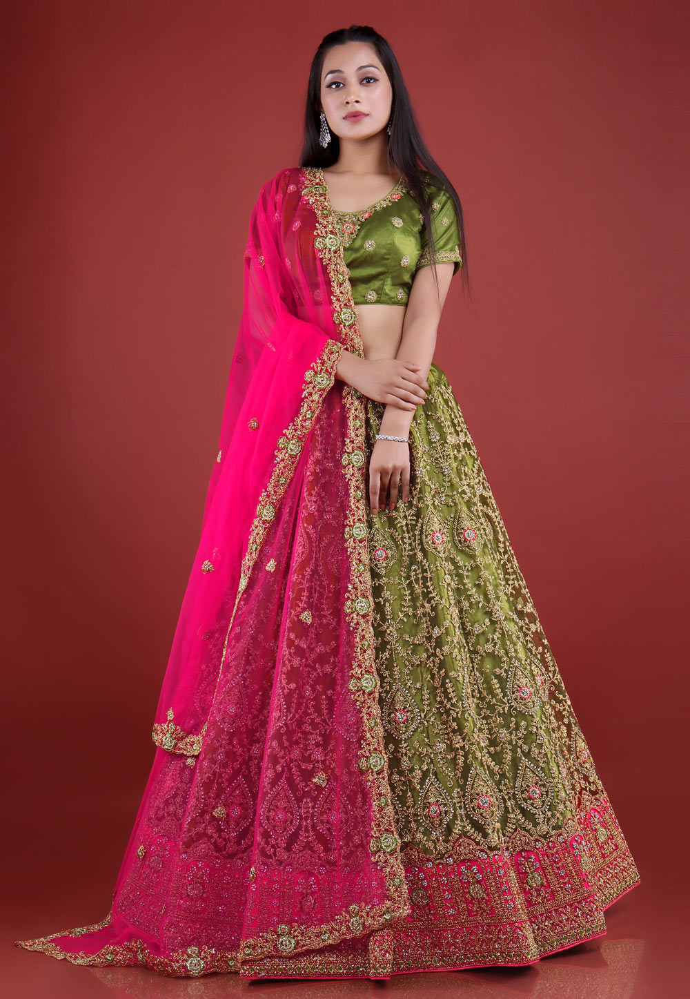 Mehndi Net Circular Lehenga Choli 271805