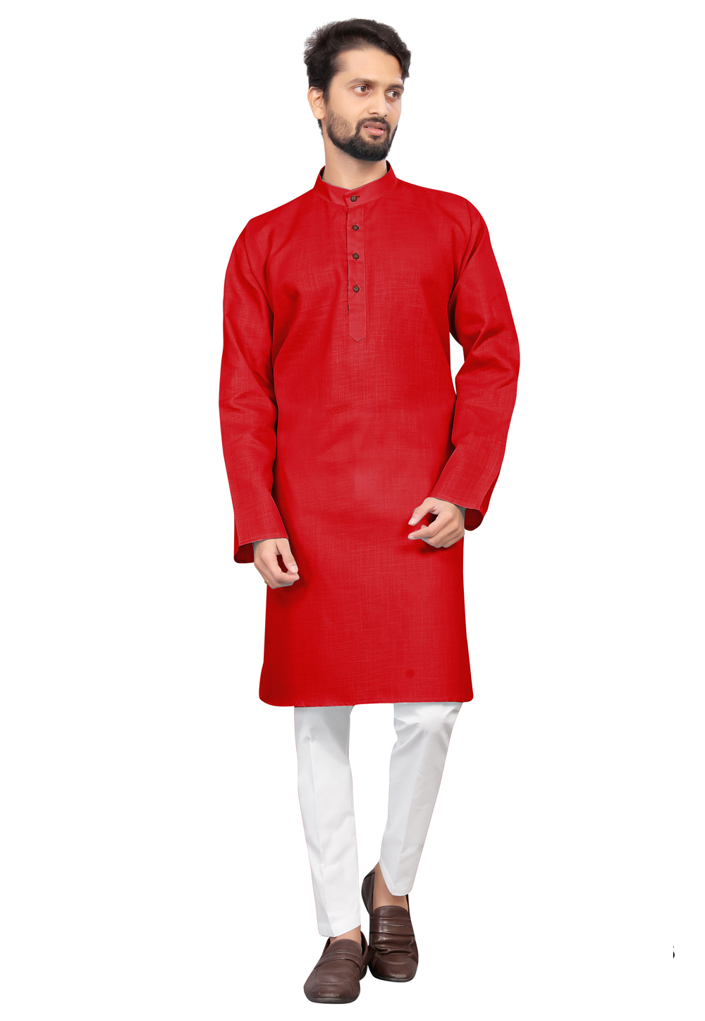 Red Cotton Kurta Pajama 248475