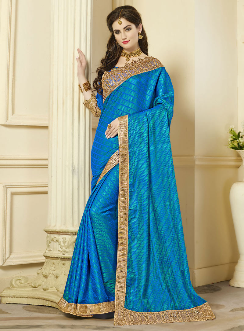 Blue Silk Festival Wear Saree 96940